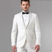 Costume de marié blanc sur mesure pour Homme, 3 pièces, Blazer + gilet + pantalon, coupe cintrée, pour bal de mariage, 2021 