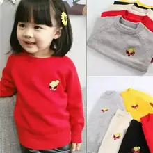 Весенне-осенний Хлопковый вязаный свитер для девочек; Верхняя одежда с рисунком для маленьких девочек; детская одежда с длинными рукавами; свитера для малышей