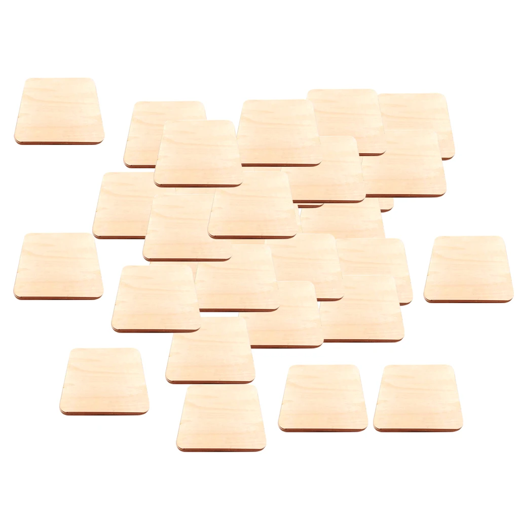 Pack of 50 Unfinished Wood Pieces, Unpainted Wood Discs , Square 1.6 X1.6 inch- DIY Crafts Pack of 50 Unfinished Wood Pieces, Unpainted Wood Discs , Square 1.6 X1.6 inch- DIY Crafts