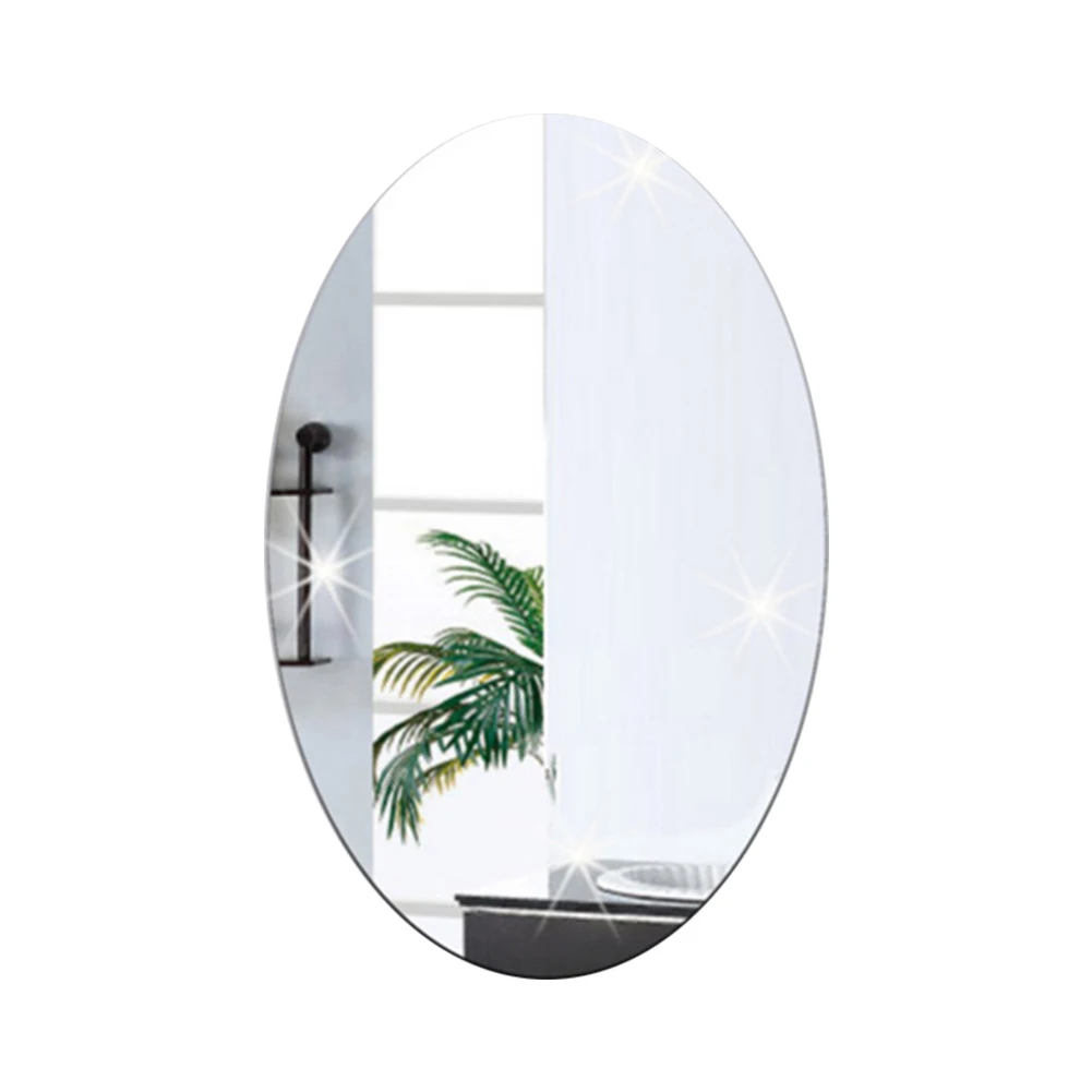 oval silver Настенная Наклейка 3D зеркальный эффект съемный Прямоугольник Овальный фон украшение для дома NIN668 - Цвет: oval silver