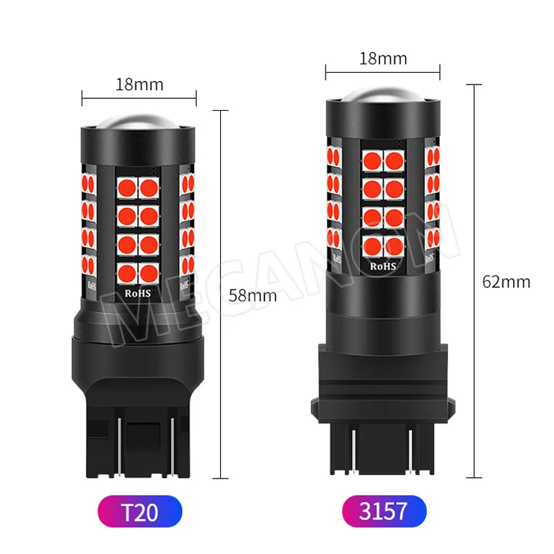 2 шт. Красная проблесковая 1156 BA15S 1157 BAY15D T25 3157 T20 7443 44SMD 3030 Автомобильный