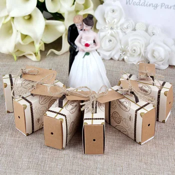 

100pcs Suitcase Gift Boxes Creative Cartoon Display Storing Jewelries Candies Wedding Birthday Event Party Mini Bag