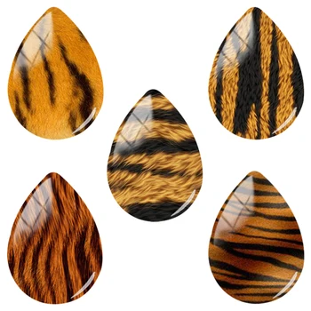 

TAFREE Animal Leather Leopard Tiger Snake Pattern 18x25mm Handmade Tear Drop Shape Glass Cabochon Dome Flat Back Jewelry TX133