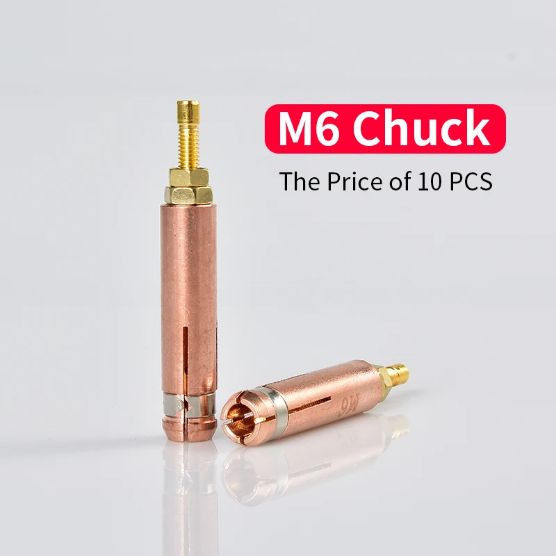 10 шт. Стад патрон для сварки цанги M3 M4 M5 M6 M8 M10 Красный медный Стад сварочный аппарат конденсатор хранение энергии сварочный аппарат аксессуары - Цвет: M6 Chuck(10PCS)