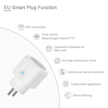 

Smart Socket WiFi Wireless Remote Control Socket Adaptor Power ON/OFF with APP for Alexa Google Assistant EU Plug