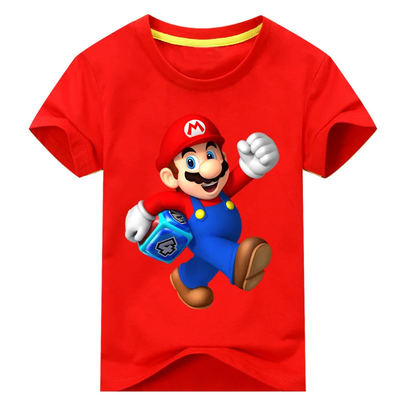 Коллекция года, детская одежда футболка «Супер Марио» для мальчиков и девочек, детские топы, хлопковая футболка детские летние футболки с короткими рукавами