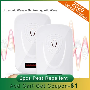 

2pcs Ultrasound Mouse Cockroach Pest Repeller Device Electronic Pest Reject Ultrasonic Mosquito Repellent Anti Insect Killer