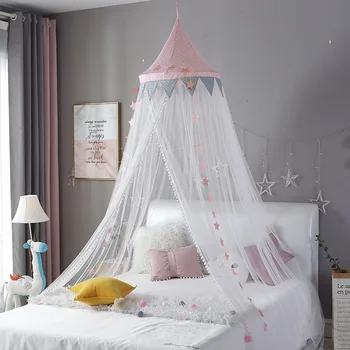 

Summer mosquito proof children's mosquito net bed curtain for boys and girls hanging round top grain book light and breathable P