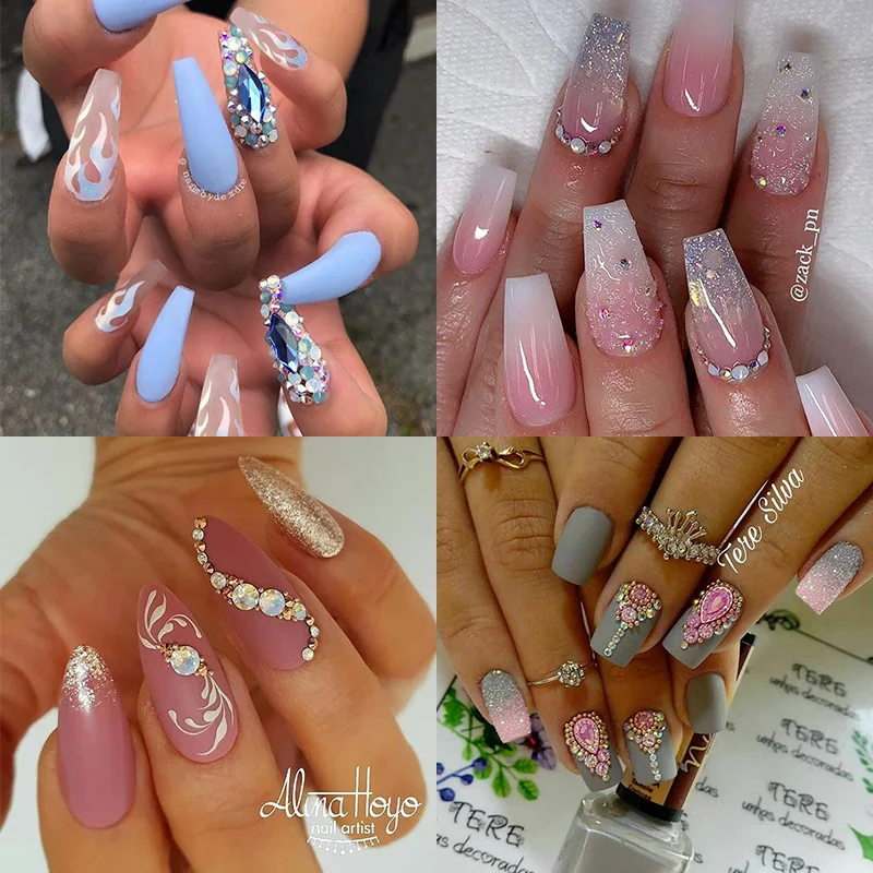1000PCS AB Micro Rhinestones Nail Crystals Mixed Color Flat Bottom Nail Art Decorations 3D Charms Nail Accessories