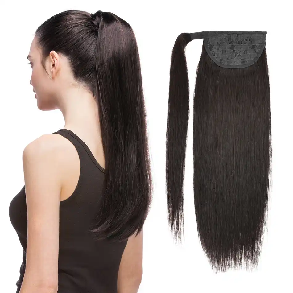 Ponytail Human Hair Machine Remy Straight European Ponytail
