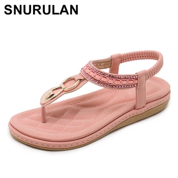 

SNURULAN Simple For women flat sandals summer high quality bohemian style women's beach sandals Flip Flops Summer shoes flat