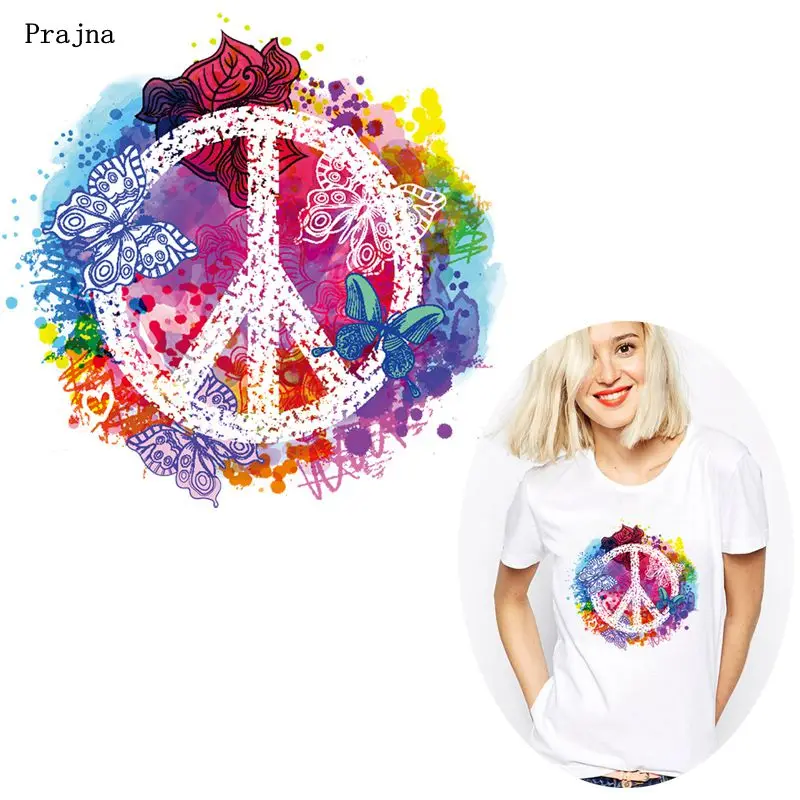 

Prajna Colorful Peace Patches Iron On Heat Transfers Butterfly Unicorn Owl Ironing Stickers On Kids Clothes DIY Patches Applique