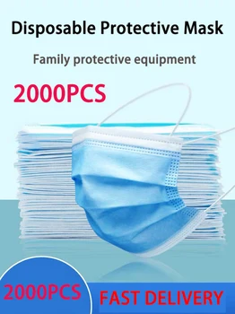 

2000pcs Face Mouth Anti Virus Mask Disposable Protect 3 Layers Filter Dustproof Earloop Non Woven Mouth Masks 48 hours Shipping