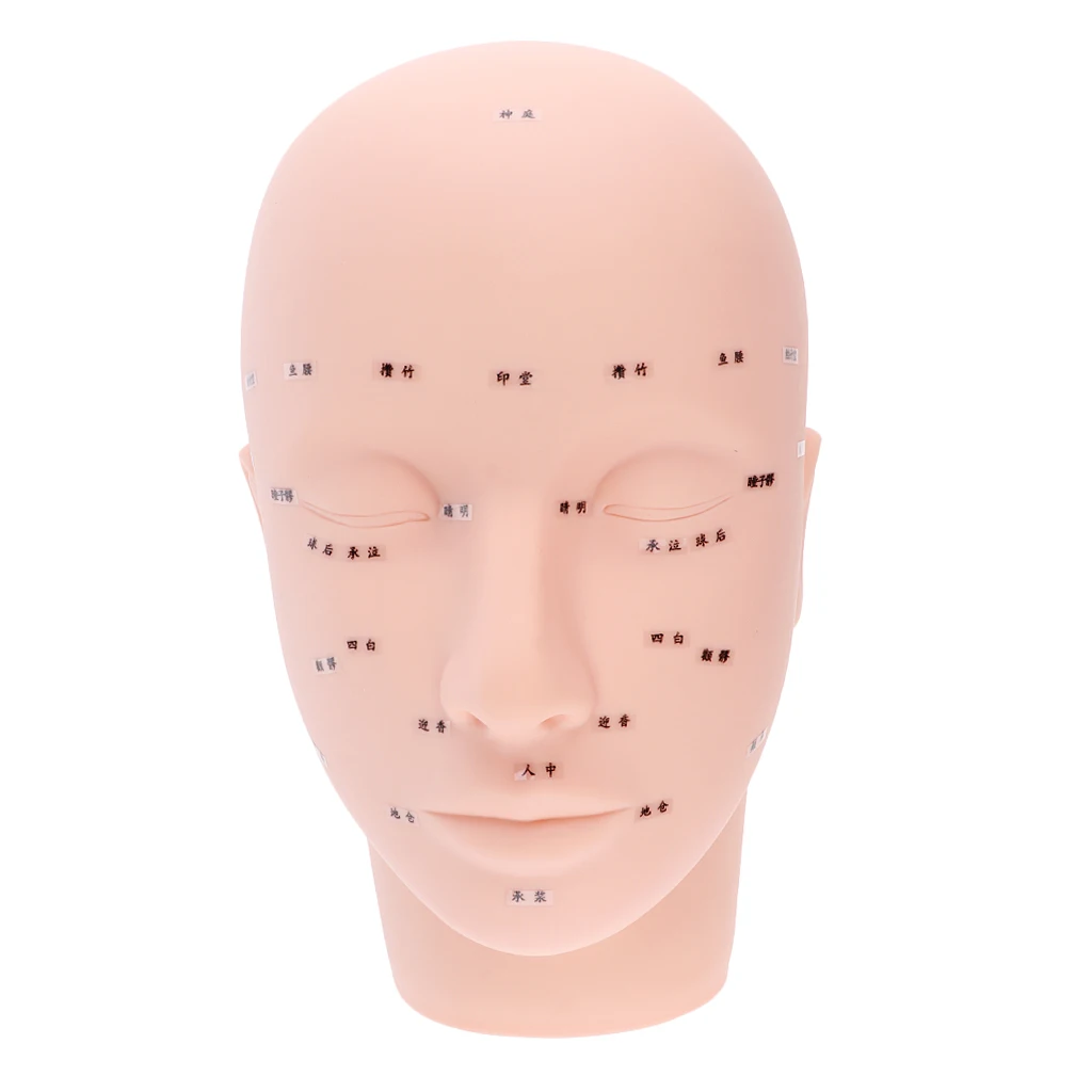 Massage Training Mannequin Makeup Head Manikin Face with Acupuncture Points for Eyelash Lip Extension Practice Model Soft PVC