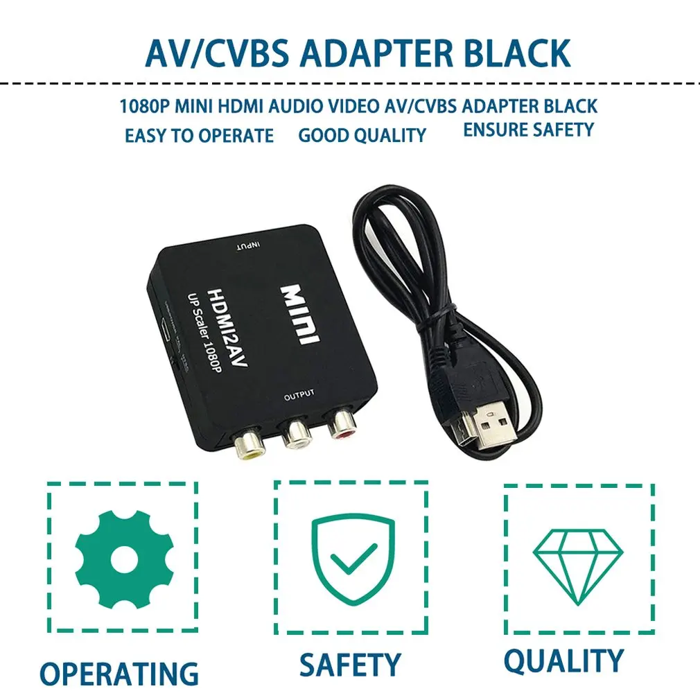 Мини 1080P HDMI VGA в RCA адаптер конвертер VGA2AV/CVBS конвертер разъем с аудио для ноутбука ПК для HDTV проектора