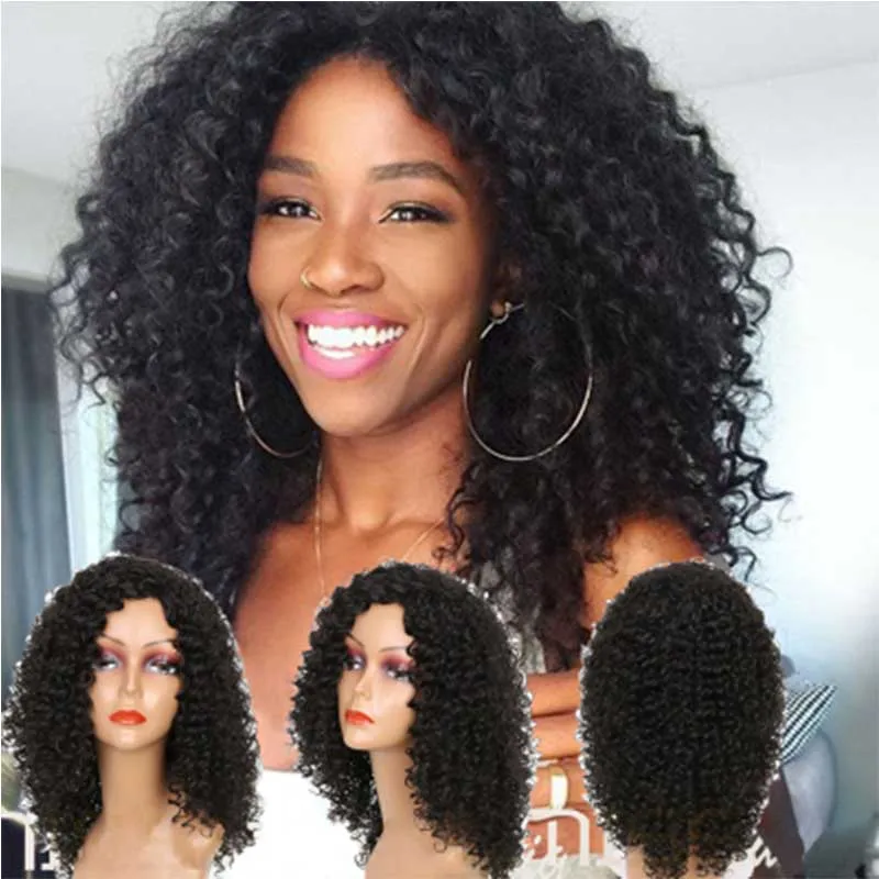 

MANWEI Curly Hair High Temperature Hair wig African American Hairstyle Synthetic Hair Wigs For Woman Black Natural