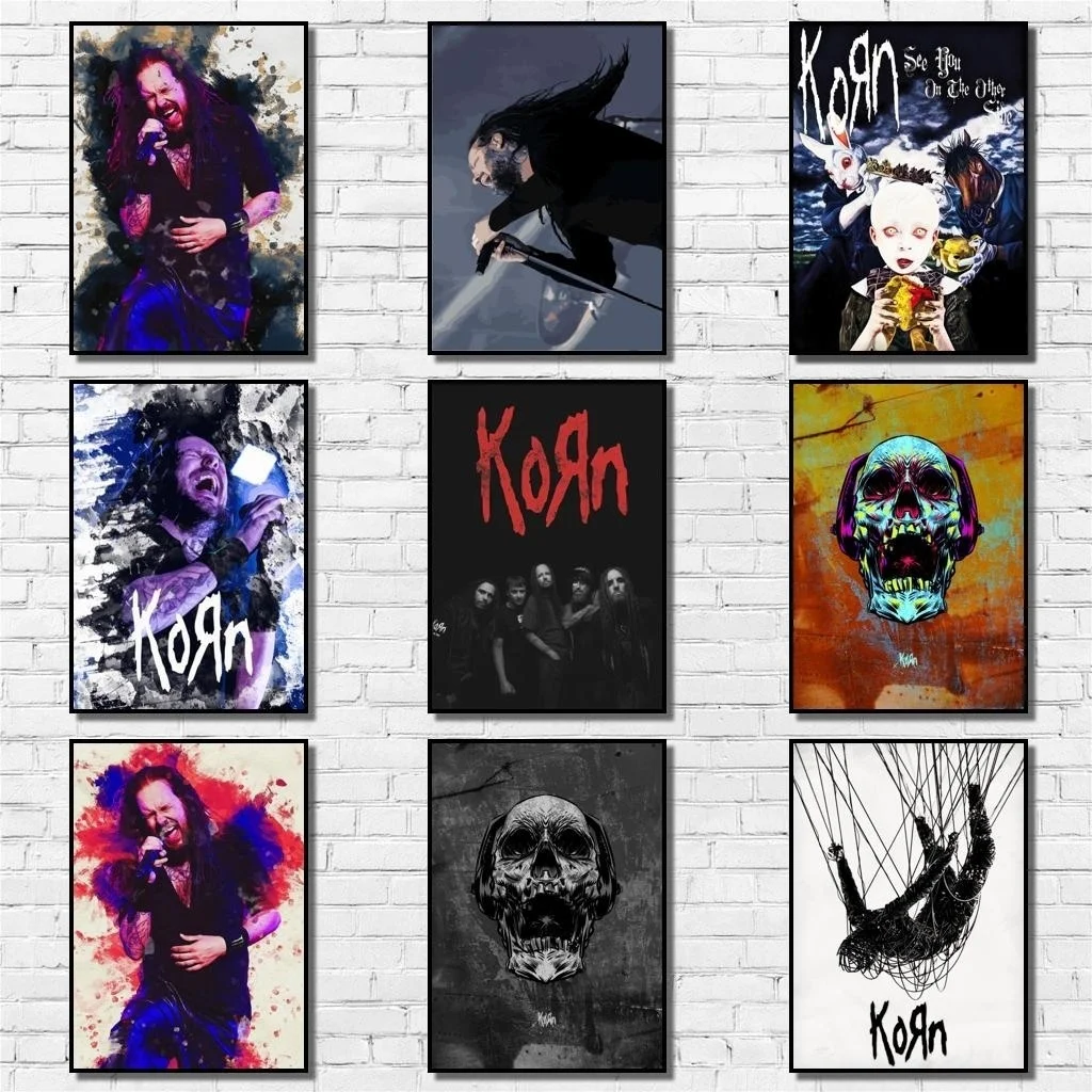 Korn-póster de banda de Metal blanqueador, Arte Abstracto en la pintura, pegatina de pared de lujo para cafetería y Bar