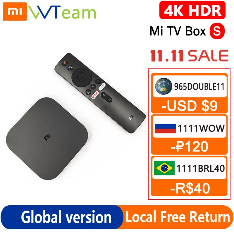 ТВ-приставка Xiaomi Mi Box S 4K HDR Android 2 + 8 Гб Wi-Fi | Электроника