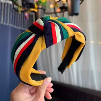 

2020 New Striped Hairband for Women Elastic Hair Bands Wide Side Cross Knot Headband Print Hair Hoop Band Accessories Headwear