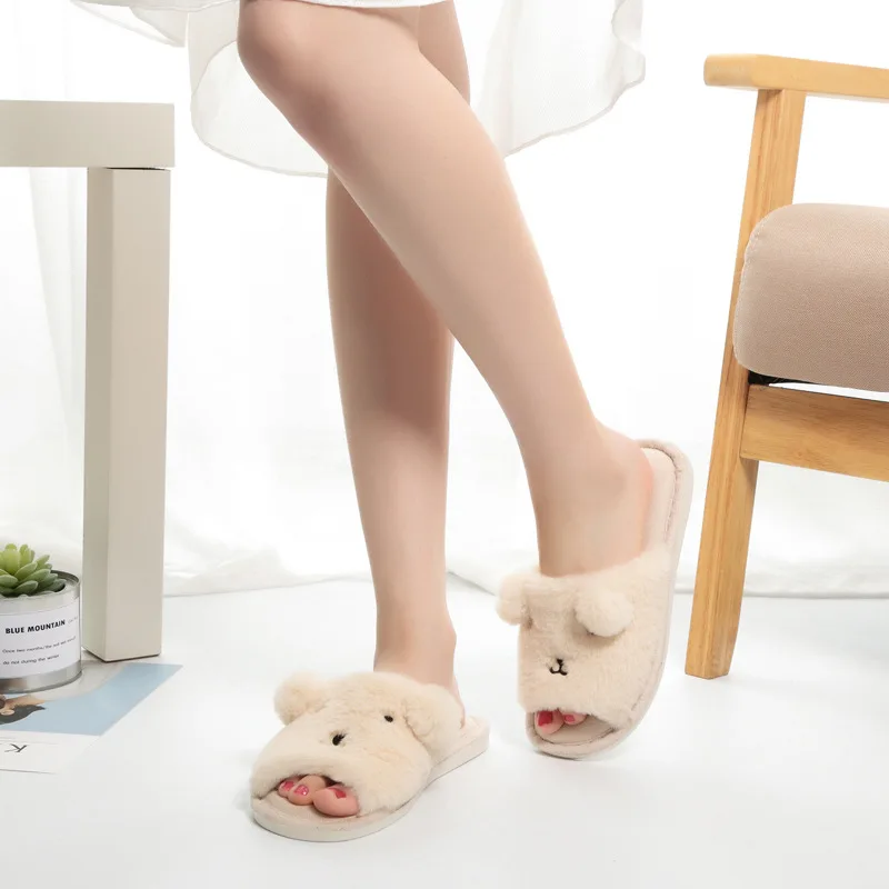 

AliExpress Cute Faux Rabbit Fur Bear Slipper Wear-Resistant Anti-slip Spring And Summer Slipper AliExpress
