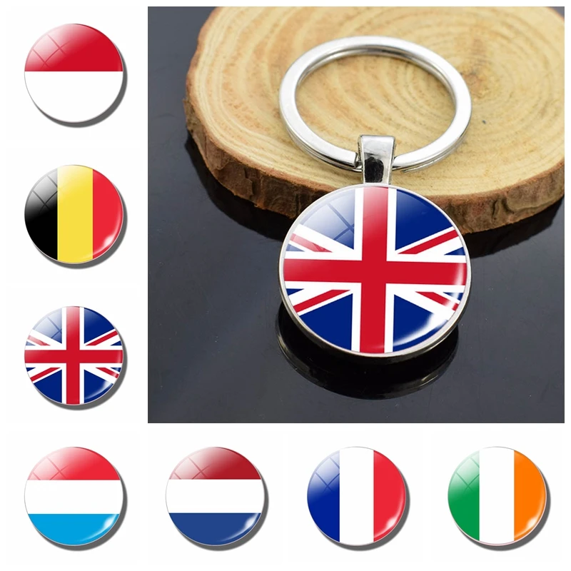 West europese Landen Nationale Vlag Sleutelhangers België Uk Nederland Frankrijk Ierland Double Side Sleutelhanger|Key Chains| -