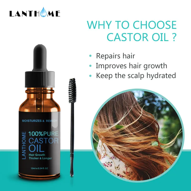 LANTHOME Castor Oil Eyelash Growth Liquid Hair Conditioner Original Prevent Skin Aging Eye Lash Enhancer Serum Skin Care Oil