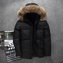 Down jacket men faux fur coat Casual Men Fur Hood Winter Jacket Windproof Thick Winter Brand-clothing Outerwear Men Parkas