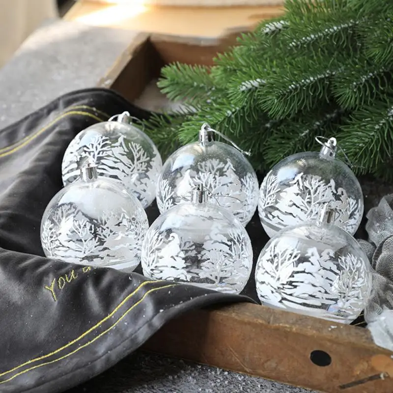 6Pcs Christmas Tree Baubles Hanging Ornaments Set Plastic Mirror Ball Decor6/8cm 