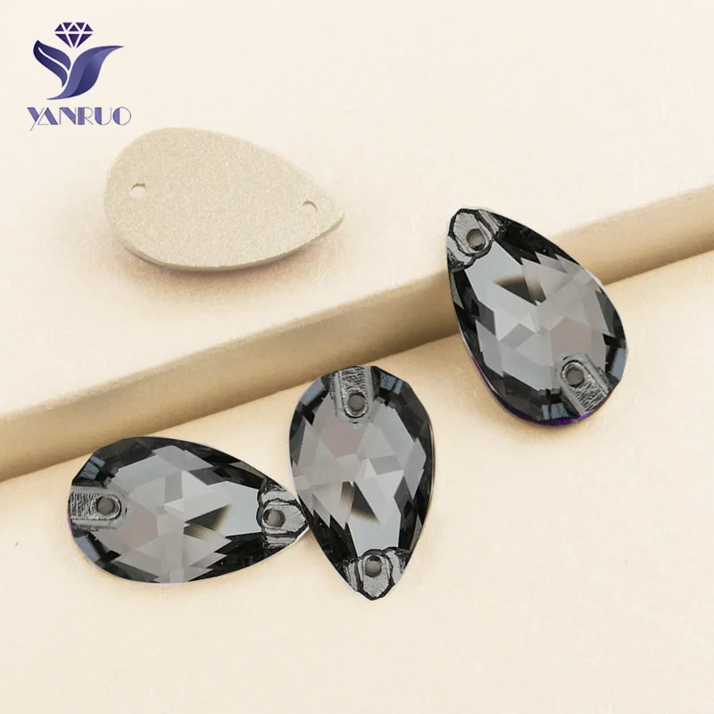 Black Diamond YANRUO 3230 капля черный бриллиант пришивные стразы капелька Швейные стеклянные кристаллы пришивные стразы для одежды - Цвет: Black Diamond