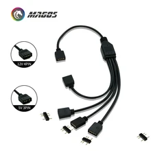Cabo de extensão para placa-mãe, cabo de interface 5v3pin/12v4pin aura rgb 1-2/3/4, divisor de interface endereçável D-RGB sync hub JST-3Pin,