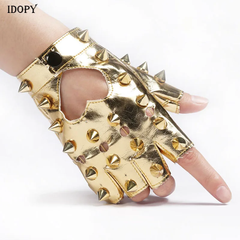 Перчатки Idopy из искусственной кожи с заклепками для мужчин и женщин разные цвета