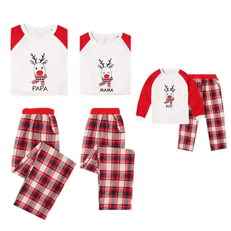 

Parent-Child Cartoon Deer Pajamas Family 2pcs Winter Christmas Clothes Sets Pajamas Sleepwear Christmas Outfits clothes