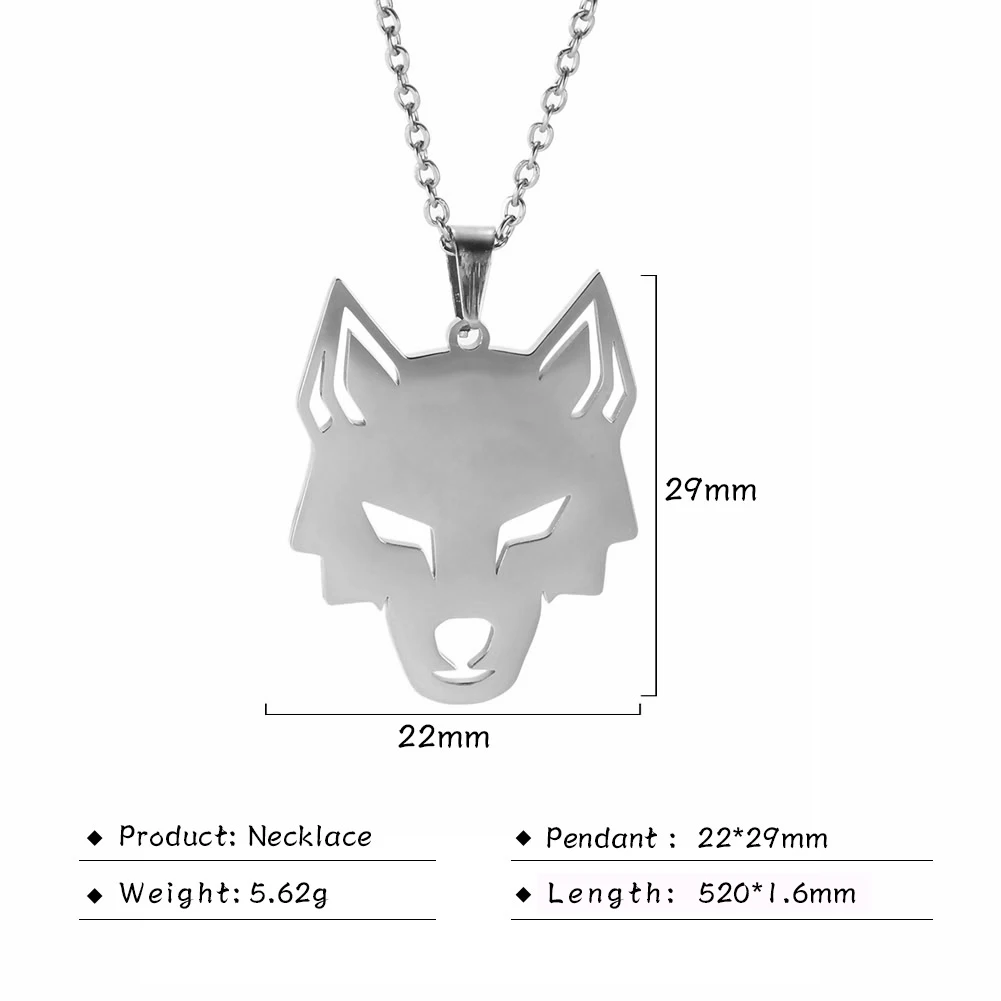 HAQUIL Wolf Dog Tag Necklace - Silver Plated Stainless Steel "I Am Wolf" Inspirational Pendant, 23.6" Box Chain, Unisex