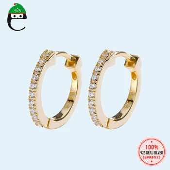 

Real 925 Sterling Silver Fine Dazzling Gold Hoop Earrings Jewelry For Women Birthday Party Shiny Gold 925 Jewelry Gift DS1692