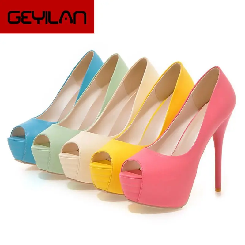 

2019 Fashion Platform Women Shoes Sexy Open Toe Thin High Heels Pumps Slip On Party Shoes Spring Summer Female Shoes Size 34-43