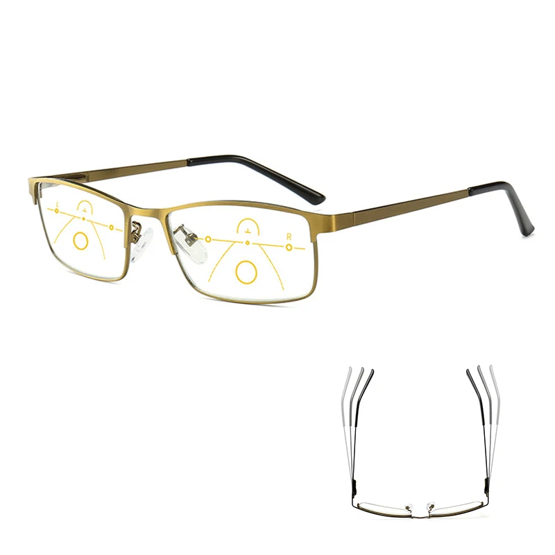 Мужские Мультифокальные очки для чтения, прогрессивные очки для чтения, унисекс, прозрачные близкие дальние очки 1,50 2,0 2,5 3,0