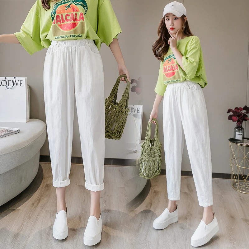 

Fashion harem pants 2020 ladies summer casual pants spring and autumn nine points loose wide leg pants women