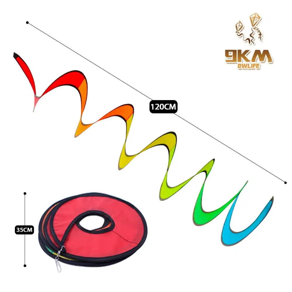 

120CM Rainbow Screw Nylon Kite Tail for Outdoor Weather Vane Flying Toy Kites Children Fun Accessories