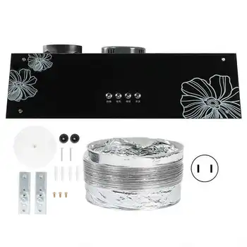 

2 Gear Range Hood Tempered Glass Airflow Wall-Mounted Fume Hood Kitchen Extractor Cooker Hood Quickly Exhaust Smoke Deodorize