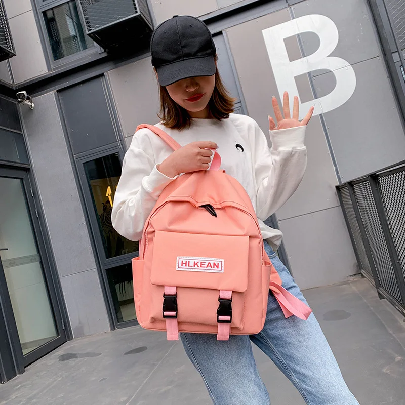 

School Bag Young STUDENT'S Candy-Colored Backpack Large Capacity Canvas Backpack Dazzle Youth Student Backpack