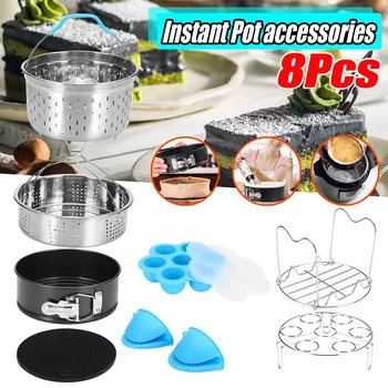 

8Pcs/Set Kitchen Tools Steamer Stainless Steel Basket Instant Pot Egg Steamer Rack Set Kitchen Dining Instant Pot Accessories