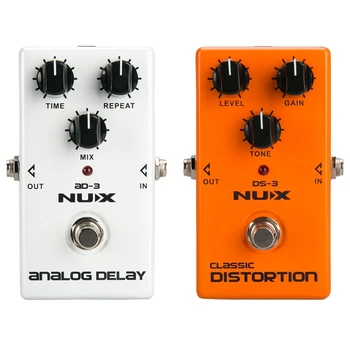 

NUX 2 Pcs Distortion Pedal Analog Guitar Tube Distortion Effects Pedal Crunch Distortion Brown Sound, AD3 & DS-3