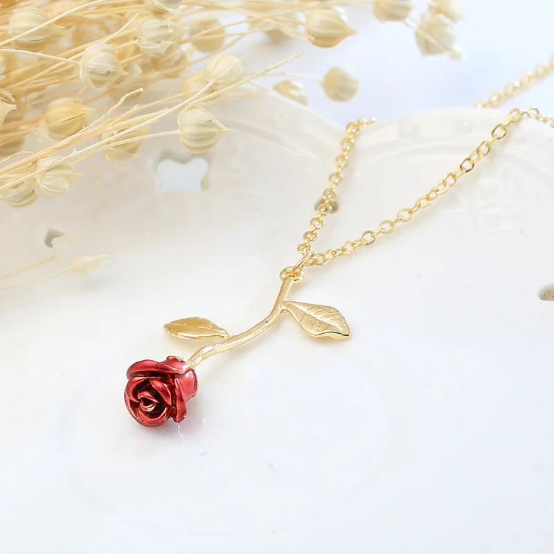 3UMeter колье с красной розой женские ювелирные изделия, Золотая цепь чокер, ожерелье, подвеска Стразы Бесконечность корейское ожерелье женщина Шарм подарок