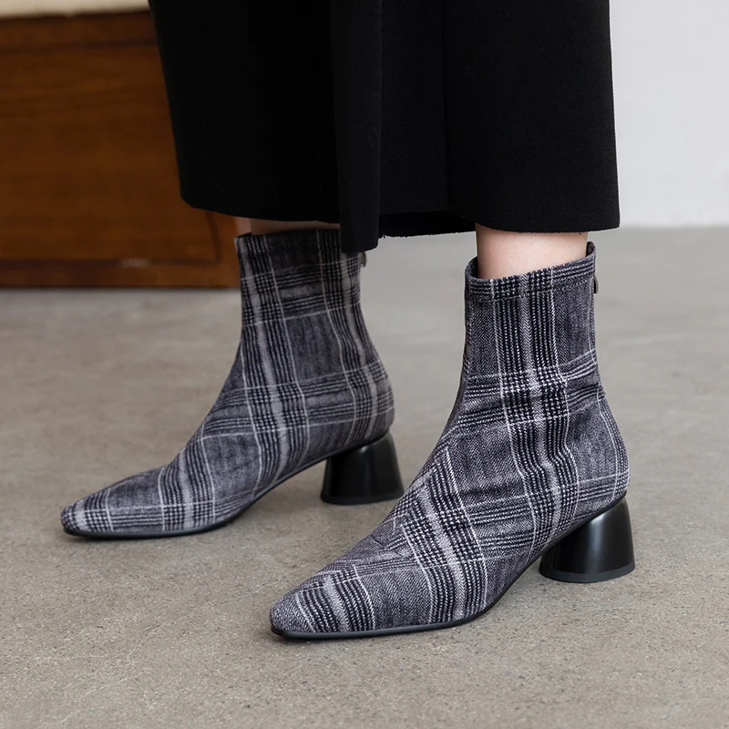 

INS HOT Women ankle boots 22-25cm European and American Stretch suede Winter plus velvet warm women winter shoes rain boots