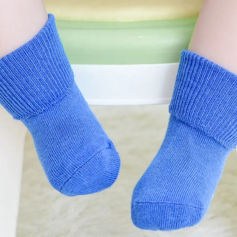 Новые однотонные носки для маленьких мальчиков хлопковые От 0 до 6 лет для новорожденных мальчиков и девочек - Цвет: Синий