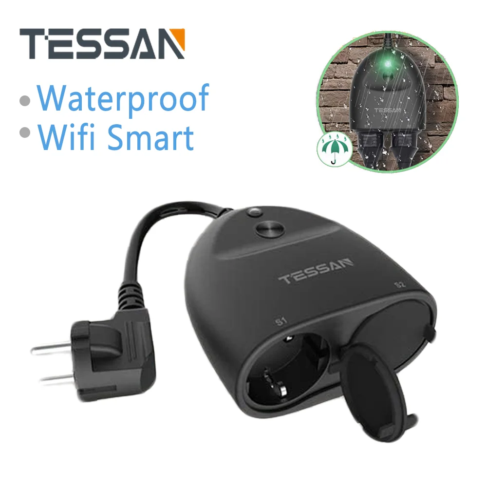 

TESSAN WiFi Smart Power Strip With EU Plug Outlets and On/Off Switch Waterproof Wireless Socket Overload Protection