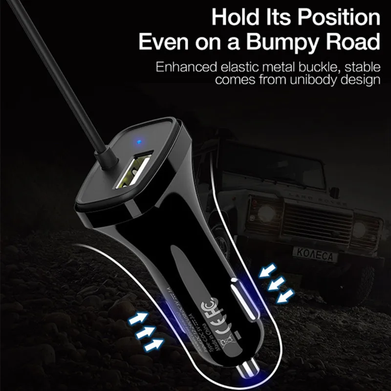 Автомобильное зарядное устройство для телефона, один USB с кабелем для передачи данных type-c, двойное зарядное устройство 5V 1A 3A, зарядная головка для универсального мобильного телефона