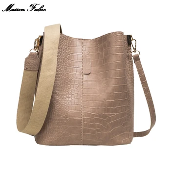 

Maison Fabre Women's Fashion Hasp Stone Pure-Colour Retro Casual Large Capacity Shoulder Bag Bucket Bag Messenger Casual Bags
