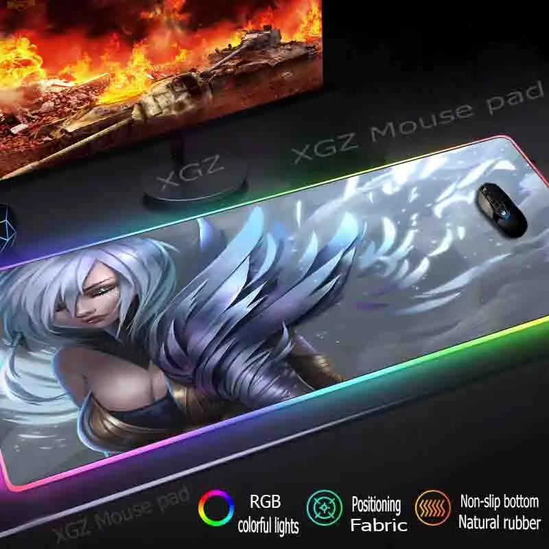 XGZ игра Аниме Посеребренная девушка на заказ большой RGB коврик для мыши замок-край компьютерная клавиатура стол скорость Резиновая полоса Нескользящая