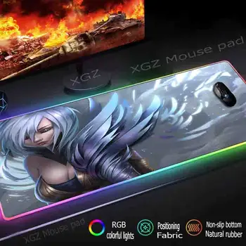 

XGZ Game Anime Silver-haired Girl Custom Large RGB Mouse Pad Lock-edge Computer Keyboard Desk Speed Rubber Stripe Non-slip